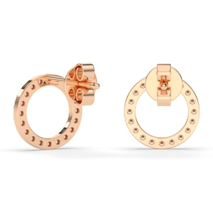 Boucles d'oreilles à visser en or massif 14 carats avec diamant de laboratoire CVD rond de 0,28 carat, fabrication REYES, bijoux personnalisés - Product Image 4