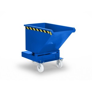 Carrello ribaltabile in acciaio per trattori a timone, con ruote, volume di 200 litri, blu - Product Image 1