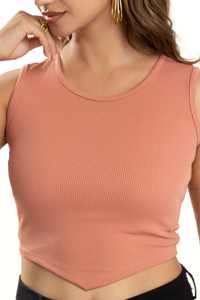 Exclusive <b>pink</b> ribbed sleeveless camisole <b>crop</b> <b>top</b> lightweight stretch knit for women perfect for layering summer outfits - Product Image 4