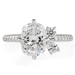 Bague Trio en Diamant de Laboratoire Certifié IGI de 2,15 Carats, Coupe Coussin, avec Pierres Poire et Rondes, Bague Tendance pour Femme - Product Image 1