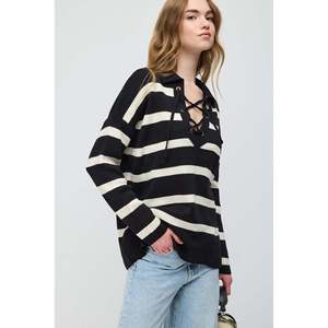 Suéter Casual a Rayas con Detalle de Lazos Cruzados en la Parte Delantera, 100% Acrílico - Product Image 3