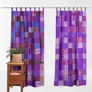 Indian Bohemian Hippie Handmade Window <b>Curtains</b> Old <b>Silk</b> Sari Patchwork Decor for Home Farmhouse Wedding Theme Colour Scheme - Product Image 1