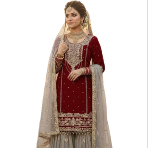 Vestido Salwar Kameez de Dubái para fiestas y eventos, último diseño, hecho a mano, con patrón único y elegante, para mujer. - Product Image 1