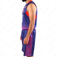 Jersey basket pria, setelan pakaian basket desain kustom bernafas cepat kering reversibel