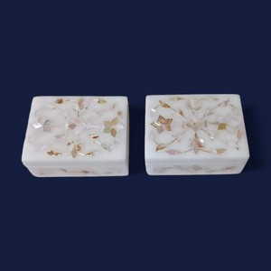 Caja de joyería de mármol con incrustaciones de madreperla Natural blanca de calidad n. ° 1 artística India para cumpleaños, Acción de Gracias y obsequios - Product Image 2