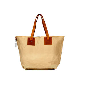 Sac à main en toile décontracté pour femmes avec fermeture à glissière Sacs à main à deux poignées lambrissés avec logo personnalisé pour dames - Product Image 1