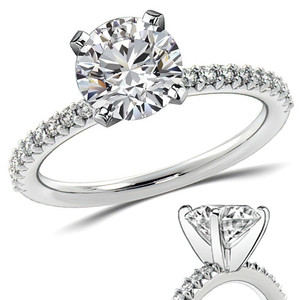 Anillo de Compromiso SHREYA DIAM para Mujer con Diamante de Corte Brillante Redondo y Diamantes Laterales en Plata 92.5% con Baño de Rodio, Estilo Clásico - Product Image 1