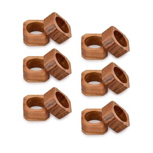 Anneau de serviette décoratif en bois de manguier classique fait à la main, forme ronde, pour table, restaurant et cuisine - Product Image 1