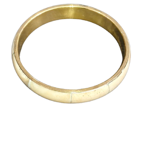 Creamy Ivory Shell Inlay Brass <b>Bangle</b>, Minimalist Mother of Pearl Style Slim Bracelet, Handcrafted Bone-Texture Fashion Jewelry - Product Image 3
