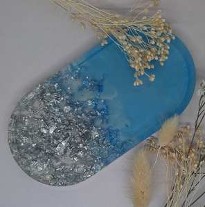 Plateau en résine époxy fait à la main, plateau de service moderne, plateau de service pour gâteaux, jus et aliments, pour la maison, l'hôtel - Product Image 4