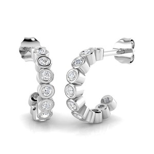 Pendientes de aro de diseño contemporáneo con diamantes finos de corte redondo de 0.50 ct, diamantes cultivados en laboratorio en platino para ocasiones especiales. - Product Image 1