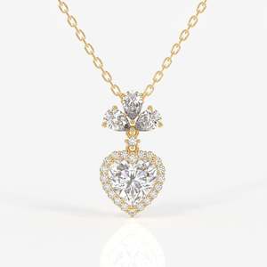 Pendentif en or 14 carats avec diamant moissanite taille cœur, charme élégant pour le style et le luxe - Product Image 1