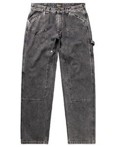 Men's Black <b>Chain</b> Tactical <b>Jeans</b> Boys Buggy Winter Office Leather Fabric Pants Straight Pattern Mid Comfortable Riding Trousers - Product Image 1