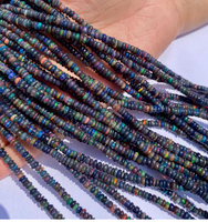 Multi Fire Ethiopia Natural Black Opal Smooth Roundels Beads Use for Jewelry Making 3-5mm Black Opal Gemstone Beads
