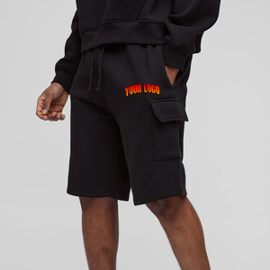 Pantalones cortos de chándal para hombre de algodón 100% personalizados al por mayor de tendencia superior con bolsillos cargo pantalones cortos casuales de talla grande Hip Hop negros para hombre - Product Image 6