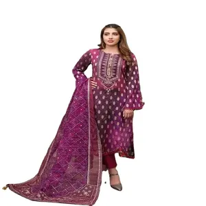 Vente en gros de vêtements pour femmes indiennes et pakistanaises, ensemble de 3 pièces, Anarkali Salwar Kameez de luxe en tissu lawn, vêtements décontractés, ODM - Product Image 2