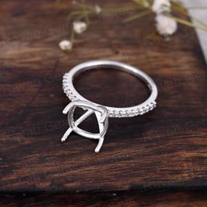 Handmade 925 Sterling Silver 18K Gold Plated 10mm Cushion Semi Mount Prong Blank CZ Gemstone <b>Resin</b> Ashes Eternity Band <b>Ring</b> - Product Image 1