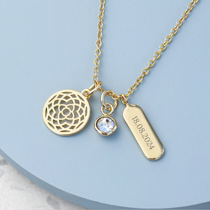 สร้อยคอนำโชคหลายชั้นที่มีทั้งบาร์แผ่นดิสก์และอัญมณีเพื่อเป็นการเฉลิมฉลองวันที่พิเศษและชื่อสำหรับผู้หญิงในราคาที่ถูก - Product Image 5