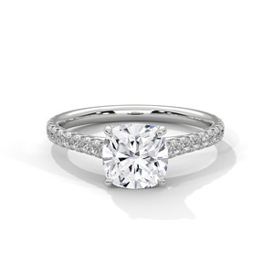 2.0ct Cushion Cut Moissanite <b>Solitaire</b> <b>Ring</b> with Pave Set Band 925 Sterling <b>Silver</b> - Product Image 5