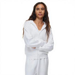 Sweat à capuche zippé intégral pour femme, en molleton de coton 500 GSM, ultra épais, lourd, pour l'hiver, style streetwear, fabrication OEM sous marque privée - Product Image 1