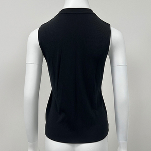 OEM 2024 personalizado verano negro O-cuello sólido sin mangas crop Top Casual de talla grande Racerback mujeres camisetas sin mangas chaleco - Product Image 2