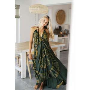 Bohemian Tie Dye Maxi vestido de mujer sin mangas cuello Halter verano playa Resort Wear vestido de mujer - Product Image 1