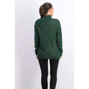 Maglione da Donna Charter Club con Collo ad Anello, Lavorazione a Trecce e Glitter, Traspirante, Stile Casual per Autunno/Inverno, Taglia Grande, Verde - Product Image 2