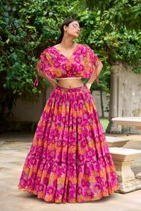 Lehenga Choli de gasa de diseñador de excelente calidad con blusa bordada para fiesta y ropa festiva disponible para precio de exportación - Product Image 5