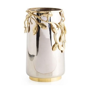 Juego de dos floreros de aluminio de color plateado, forma y tamaño personalizados, florero para la decoración de la sala de estar - Product Image 3