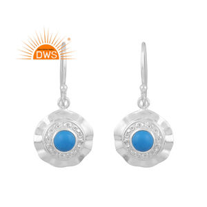 Latest Design <b>Fine</b> Sterling Silver Natural Turquoise Cultured Gemstone <b>Dangle</b> <b>Earring</b> Custom Jewelry Manufacturer - Product Image 1