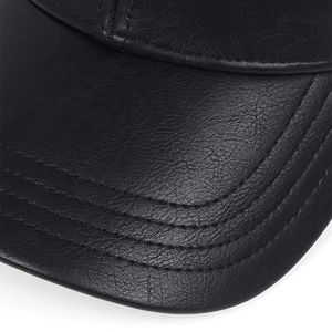 Sombrero clásico de calidad superior personalizado al aire libre bordado Logo 100% Pu Material de cuero gorra para hombre gorra de béisbol sombreros de cuero negro - Product Image 4