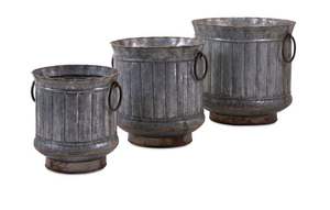 Ensemble de deux pots de fleurs galvanisés Nouveau style Décoration de bureau Fabrication de pots de jardinière de créateur de la meilleure qualité - Product Image 2