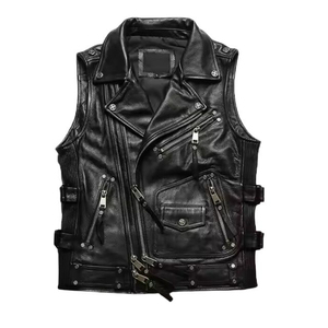 Plus Size Men's Full <b>Sleeve</b> Leather Motorbike <b>Vest</b> with Waterproof and Breathable Features for Winter - Product Image 4