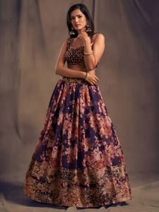 NUEVO DISEÑADOR LEHENGA CHOLI CON DUPATTA TODO EL TIEMPO DEMANDADO LEHENGA SUAVE ORGANZA TELA DE SEDA - Product Image 3