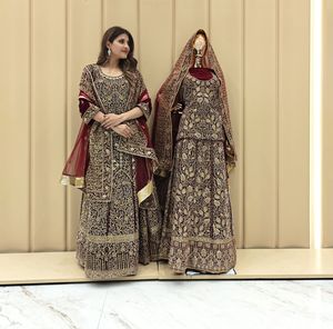Nuevo diseñador estilo indio bordado pesado trabajo Lehenga Gharara Sharara pakistaní césped trajes para damas fiesta ingenio bajo precio - Product Image 1