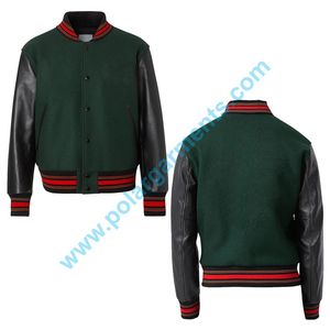 Veste de baseball simple personnalisée OEM, veste universitaire à manches en cuir véritable pour hommes, veste universitaire à la mode pour les écoles et les marques, veste universitaire unie en vrac - Product Image 1