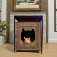 SCE SCF-001 Cage pour chat multifonctionnelle en bois brun foncé, forme de trous de boissons, tube métallique, fermeture à glissière, utilisable toute l'année
