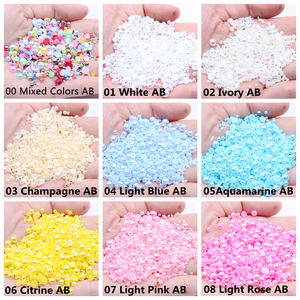 Usine en gros en vrac 10mm 100 pièces résine couleur AB Flatback coloré demi strass perle colle pour artisanat Nail Art Nizi marque - Product Image 4