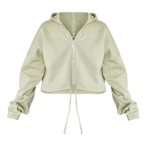 เสื้อกันหนาวมีฮู้ดแบบมีซิปสำหรับผู้หญิงเสื้อสเวตเชิ้ตผ้าโพลีเอสเตอร์/ ผ้าฝ้ายออกแบบโลโก้ได้ตามต้องการ - Product Image 4