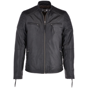 Leather Jackets for Men Winter Stand Collar Factory Direct Supplier High Quality Zipper Front Pockets - Product Image 3