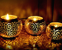 Bougeoir marocain en laiton doré fait à la main Supports ronds en métal Décoration intérieure Lampes de table Lanternes marocaines