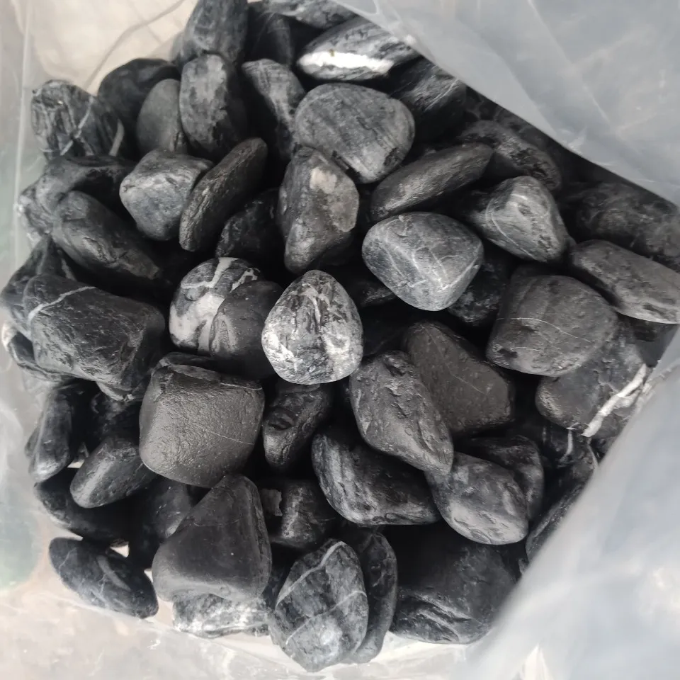 Black tumbled stone size 1-2cm unpolished Black pebble stones for landscaping and decoration Vietnam stones