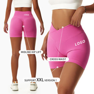 Pantalones cortos de motociclista para correr de cintura alta de secado rápido para entrenamiento de gimnasio personalizados en forma de V para mujer - Product Image 6