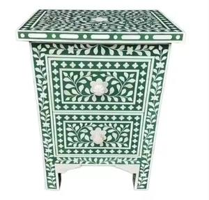 โต๊ะคอนโซลลายดอกไม้3ลิ้นชักลายแม่มุกฝังดอกไม้ทำด้วยมือสวยงาม - Product Image 6