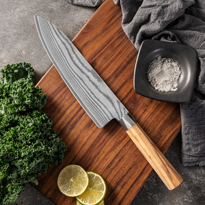 มีดเชฟเหล็กดามัสกัสจากญี่ปุ่นมีดด้ามไม้ - Product Image 4