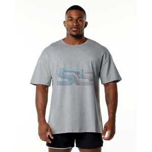 Camiseta holgada de gran tamaño con estampado de algodón 100% de alta demanda para hombre, camiseta de gimnasio de verano, traje informal de manga corta - Product Image 1