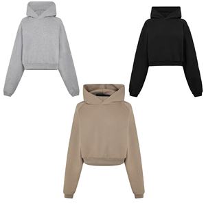 Sudadera con Capucha Corta para Mujer, Estilo Lavado Ácido, Informal, de Manga Larga, de Algodón con Forro Polar - Product Image 1