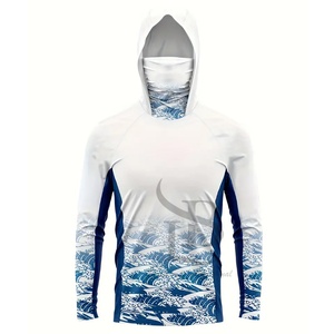 เสื้อตกปลาแบบมีฮู้ดผ้า UV เสื้อตกปลาแห้งเร็วสีเทา - Product Image 1