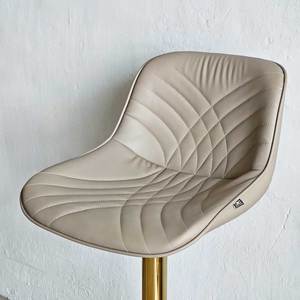 Contemporary Nappa Leather <b>Bar</b> <b>Stool</b> with Swivel and Height <b>Adjustment</b> Base Gold Painted GAK069 Metal Frame <b>Bar</b> Furniture - Product Image 4