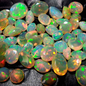 Welo naturel éthiopien 3x4mm opale de feu à facettes pierre mixte forme ovale coupe multicolore jeu opale de feu naturel éthiopien Welo - Product Image 2
